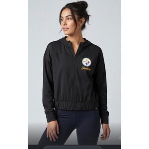Fanatics Pittsburgh Steelers Womens Black Mesh Full Zip Hoodie Jacket Medium